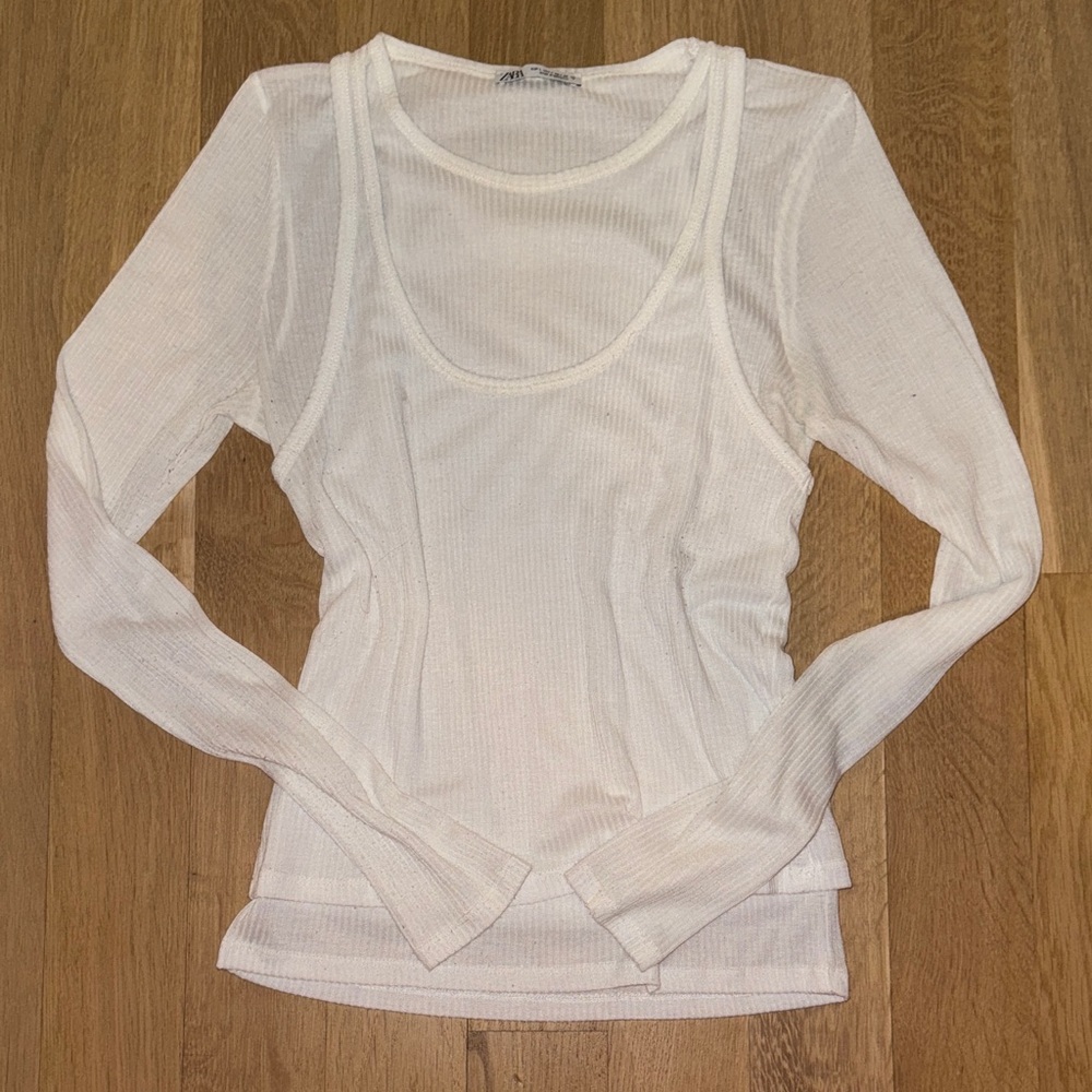 Zara White Long Sleeve Women's Top
